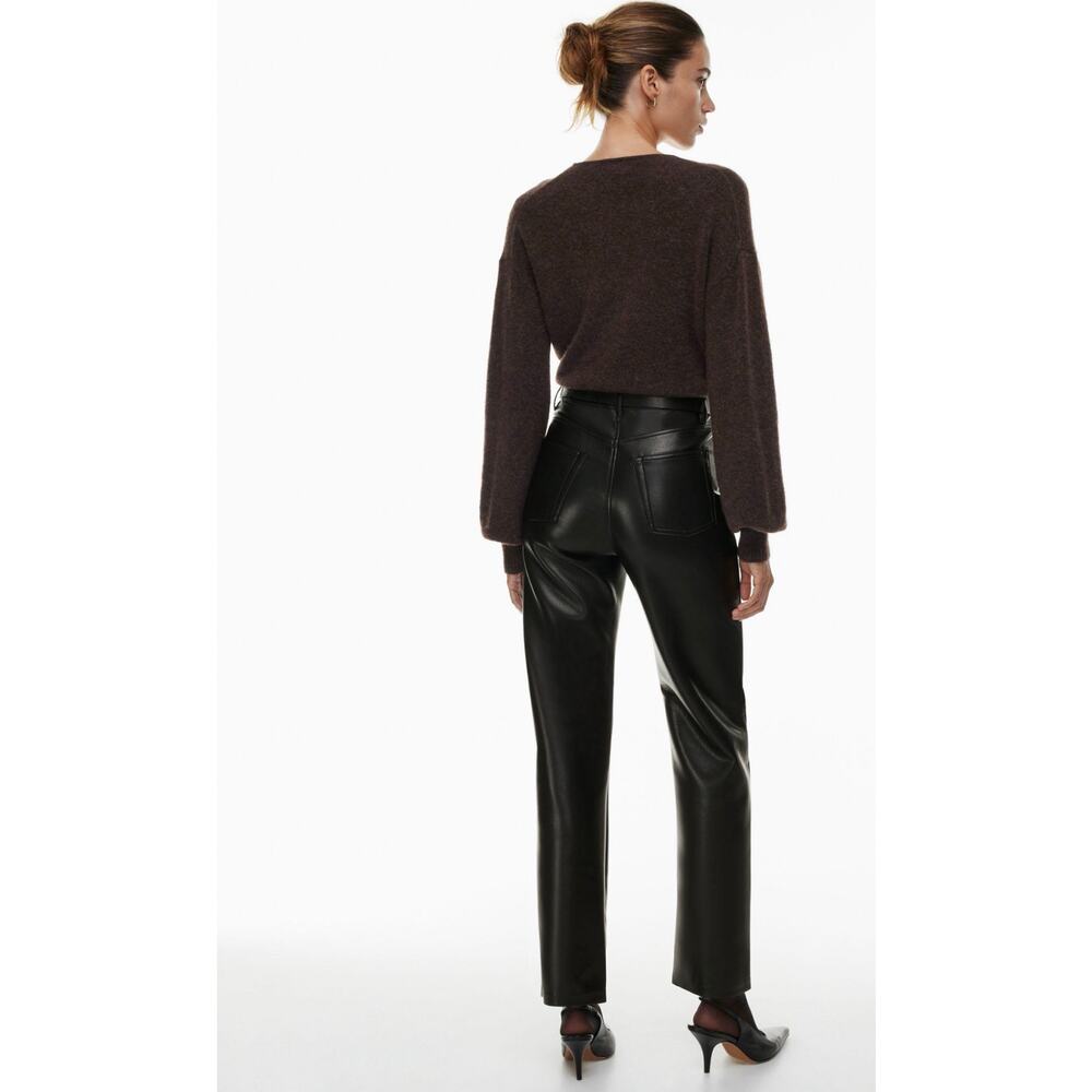 Wilfred Melina Faux Leather Pants Black High Rise Straight Leg Size 2